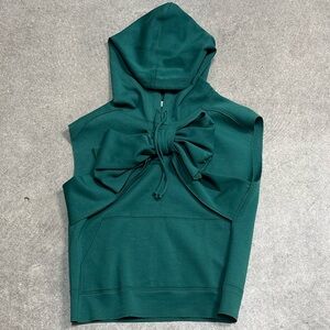 Emerald Green Sleeveless Hoodie with Bow Detail
